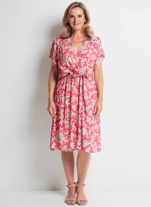 Rochie midi imprimeu floral mâneci scurte roșu QUATTRO femme