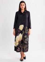 Rochie midi croială fluidă mâneci 3/4 negru NÜ femme