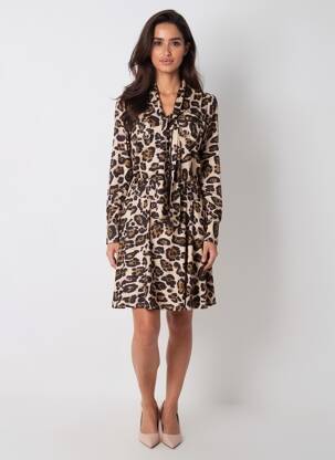 Rochie scurtă mâneci 3/4 mâneci 3/4 bej K-DESIGN femeie