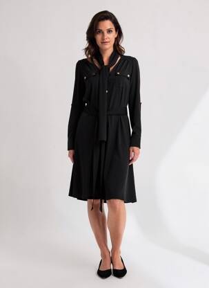 Rochie midi mâneci lungi mâneci lungi negru K-DESIGN femeie