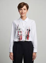 Cămașă croială cambrată mâneci lungi alb DOLCEZZA femme