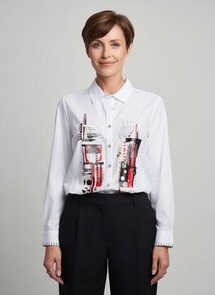 Cămașă croială cambrată mâneci lungi alb DOLCEZZA femme