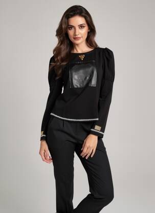 Top țesătură jersey mâneci lungi negru ELISA CAVALETTI femeie