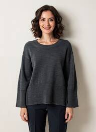 Pulover țesătură melanj mâneci lungi gri EVA KAYAN femme