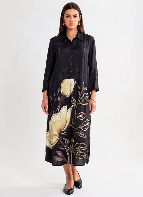 Rochie midi croială fluidă mâneci 3/4 negru NÜ femme