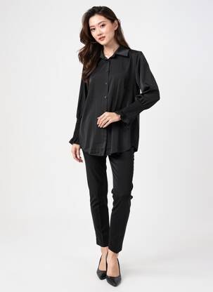 Tunică mâneci lungi guler de bluză negru QUATTRO femeie