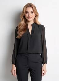 Bluză ușoară și transparentă mâneci lungi negru QUATTRO femme
