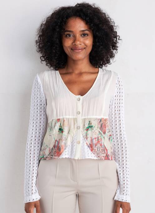 Vestă cu mâneci lungi elasticitate alb QUATTRO femme