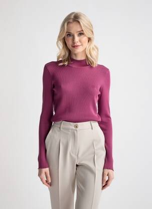 Pulover croială cambrată mâneci lungi violet QUATTRO femeie