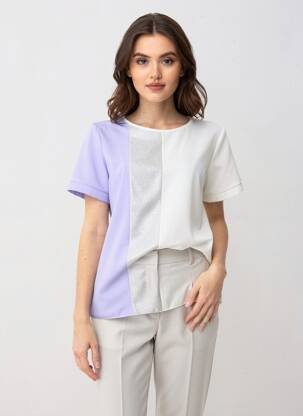 Top imprimeu fantezie mâneci scurte violet QUATTRO femeie