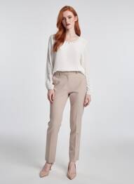 Bluză guler rotund mâneci lungi alb QUATTRO femme