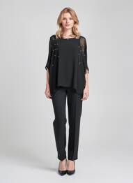 Bluză guler rotund mâneci lungi negru QUATTRO femme