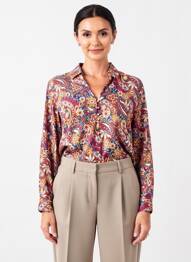 Cămașă imprimeu floral mâneci lungi albastru C'EST BEAU LA VIE femme