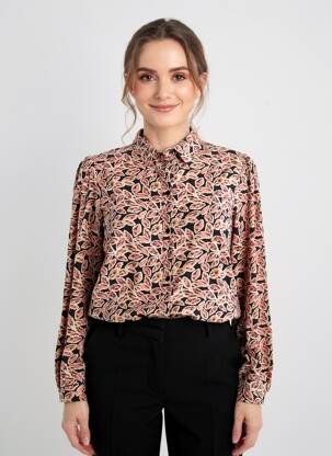 Cămașă imprimeu floral mâneci lungi roz C'EST BEAU LA VIE femeie