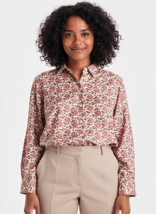 Cămașă imprimeu floral mâneci lungi roz C'EST BEAU LA VIE femme