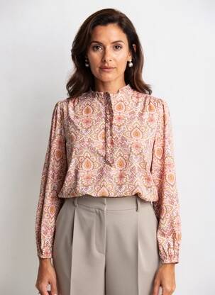 Bluză țesătură poplin mâneci lungi roz C'EST BEAU LA VIE femeie