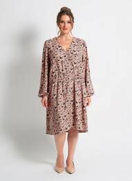 Rochie midi imprimeu floral mâneci lungi roz C'EST BEAU LA VIE femme