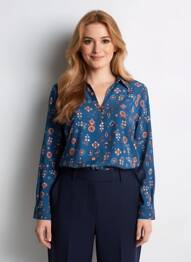 Cămașă croială dreaptă mâneci lungi albastru C'EST BEAU LA VIE femme