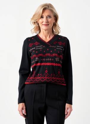 Pulover croială cambrată mâneci lungi negru TELMAIL femeie
