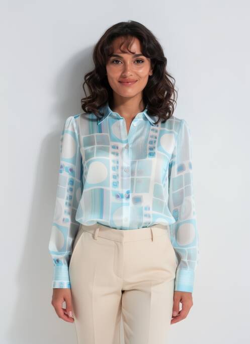 Cămașă țesătură crep mâneci 3/4 albastru QUATTRO femme