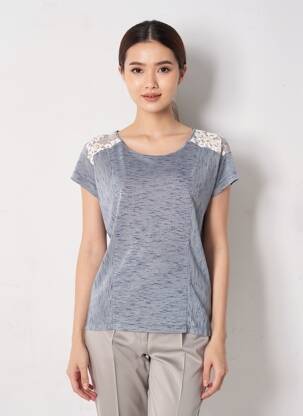 Tricou elasticitate mâneci scurte albastru QUATTRO femeie