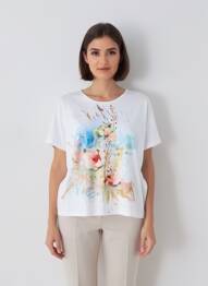 Tricou croială dreaptă mâneci scurte alb QUATTRO femme