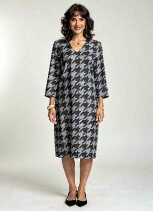 Rochie midi mâneci 3/4 mâneci 3/4 negru QUATTRO femeie