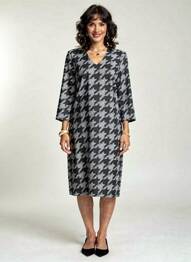 Rochie midi mâneci 3/4 mâneci 3/4 negru QUATTRO femme