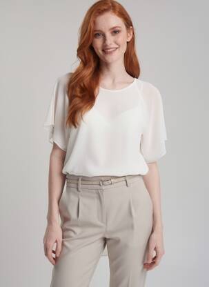 Top croială fluidă mâneci scurte alb QUATTRO femme