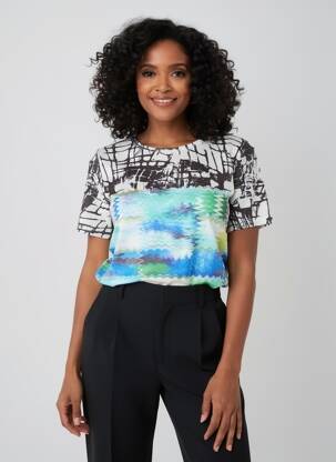 Tricou imprimeu fantezie mâneci scurte negru QUATTRO femeie