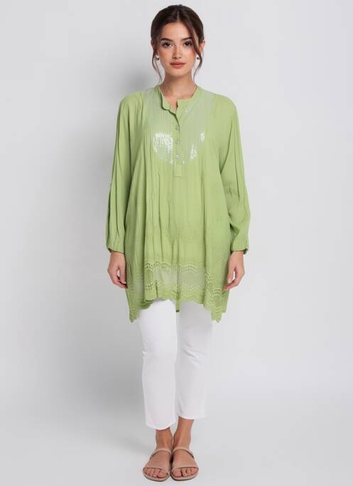 Tunică mâneci lungi închidere cu nasturi pe față verde !OHO! femme