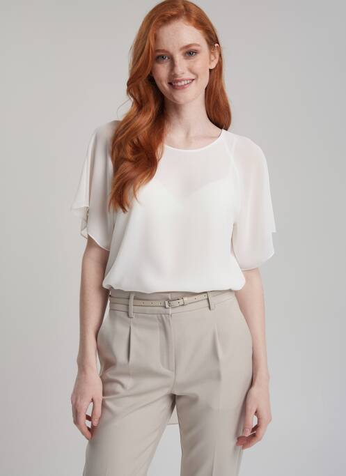 Top croială fluidă mâneci scurte alb QUATTRO femme