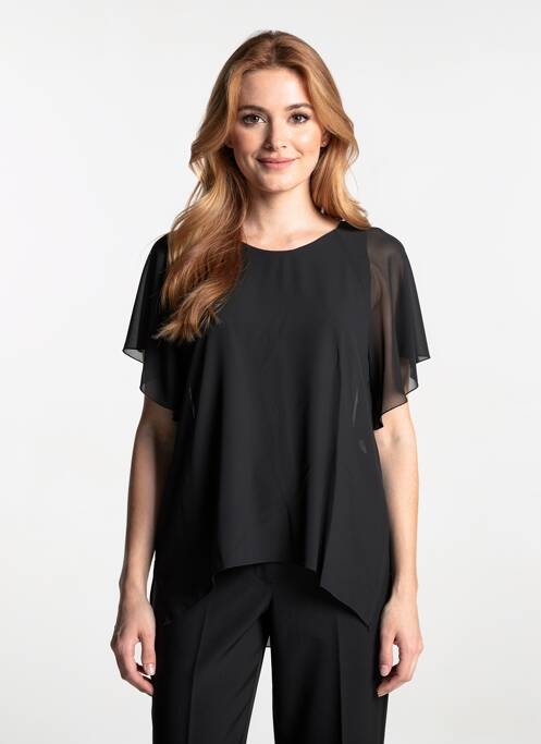 Top croială fluidă mâneci scurte negru QUATTRO femme