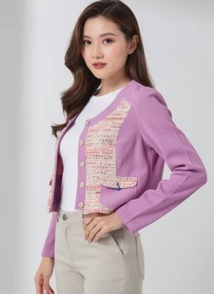 Jachete casual guler rotund violet QUATTRO femeie