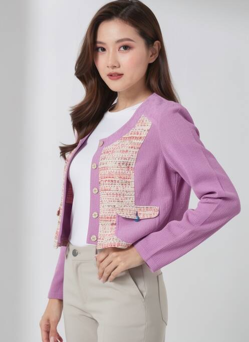 Jachete casual guler rotund violet QUATTRO femme