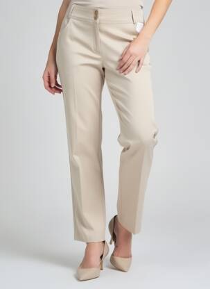 Pantalon slim țesătură poplin mărime normală bej QUATTRO femme