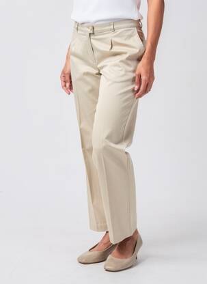 Pantalon drept țesătură poplin talie înaltă bej QUATTRO femeie