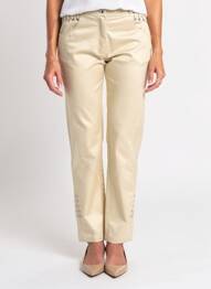Pantalon slim țesătură acoperită mărime normală bej QUATTRO femme