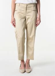 Pantalon 7/8 țesătură poplin mărime normală bej QUATTRO femme