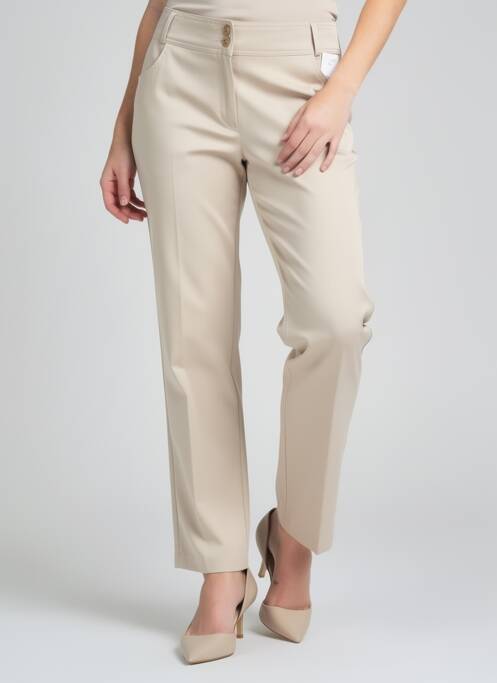 Pantalon slim țesătură poplin mărime normală bej QUATTRO femme