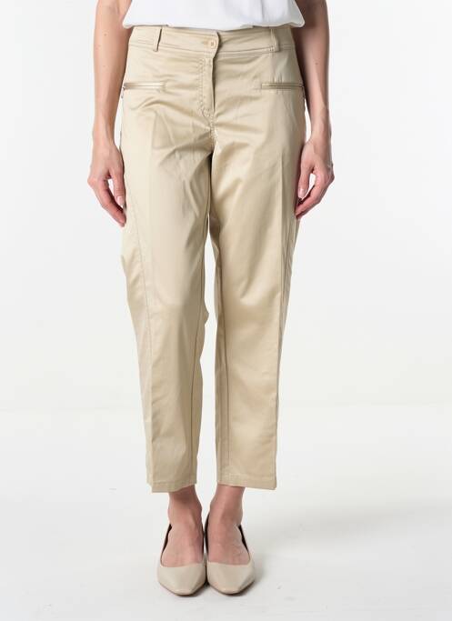 Pantalon 7/8 țesătură poplin mărime normală bej QUATTRO femme