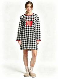 Cămașă de noapte mâneci lungi negru REBELLE BY PASTUNETTE femeie