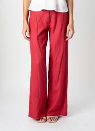 Pantalon drept închidere cu fermoar sub clapetă cu nasturi roșu QUATTRO femme