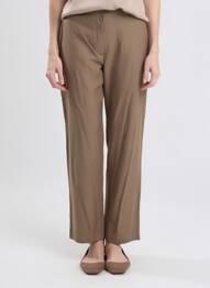 Pantalon drept închidere cu fermoar sub clapetă cu nasturi maro QUATTRO femme