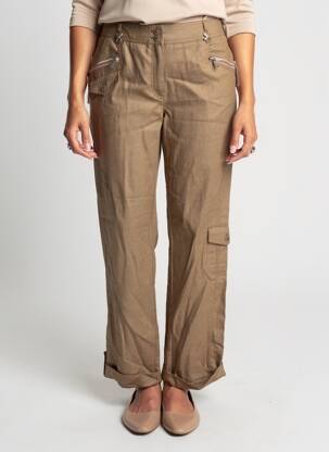 Pantalon drept închidere cu fermoar sub clapetă cu nasturi maro QUATTRO femeie