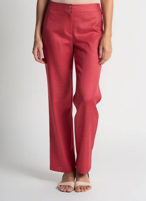 Pantalon drept închidere cu fermoar sub clapetă cu nasturi roșu QUATTRO femme