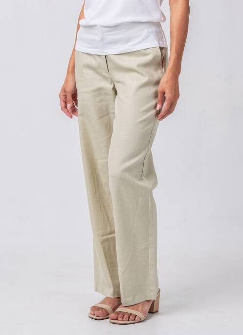 Pantalon drept închidere cu fermoar sub clapetă cu nasturi bej QUATTRO femme