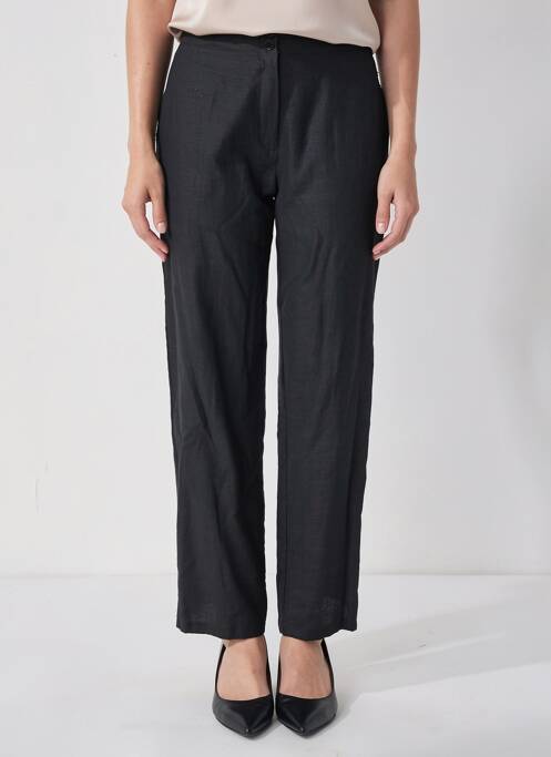 Pantalon drept închidere cu fermoar sub clapetă cu nasturi negru QUATTRO femme