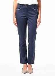 Pantalon slim țesătură poplin mărime normală albastru QUATTRO femme