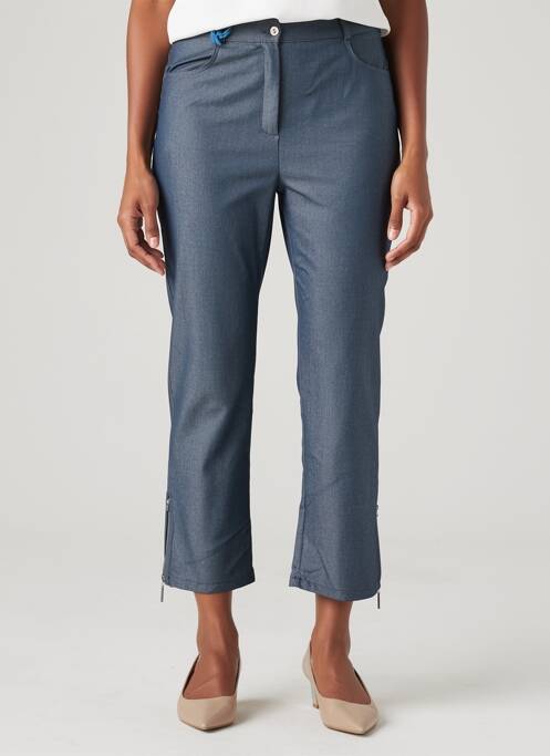 Pantalon 7/8 închidere cu fermoar sub clapetă cu nasturi mărime normală albastru QUATTRO femme